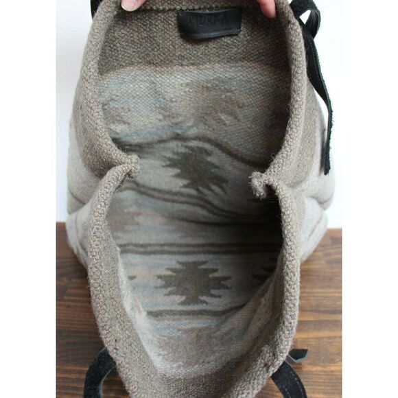 XL MURKA BLACK GENUINE LEATHER NATIVE WOOL RUG TAPESTRY BOHO SHOULDER BAG TOTE - Picture 6 of 7